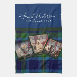 PHOTO TEATOWEL - Miller TARTAN Blue Christmas Gift Tea Towel