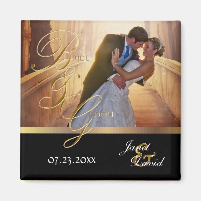 Photo Template - Bride & Groom Wedding Keepsake Magnet (Front)