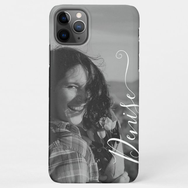 Photo Template Calligraphy Hand Lettered Font Name iPhone Case (Back)