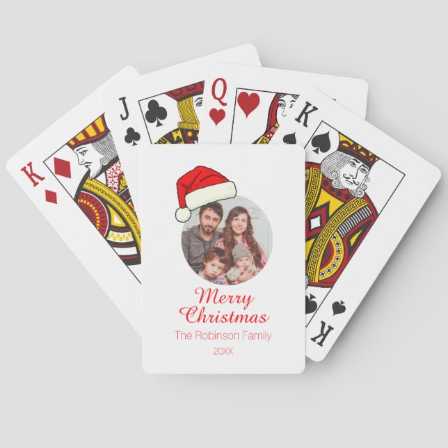 Photo template custom text christmas playing cards (Back)