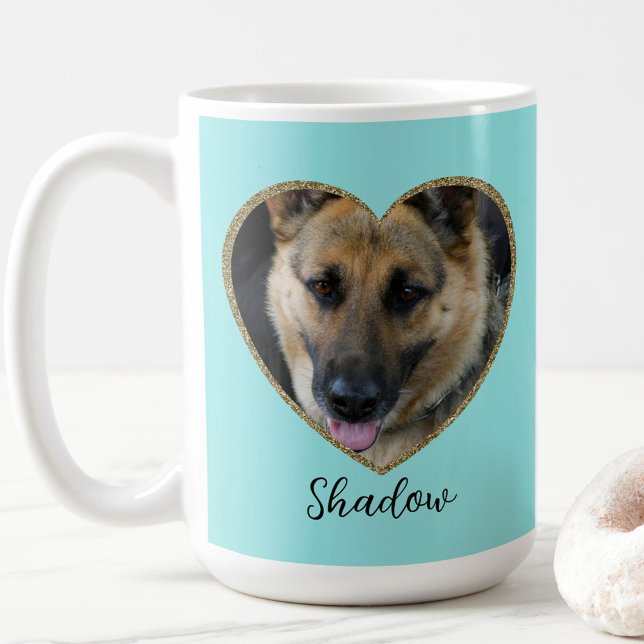 Photo Template Glitter Heart With Pet Custom Name Coffee Mug (Creator Uploaded)