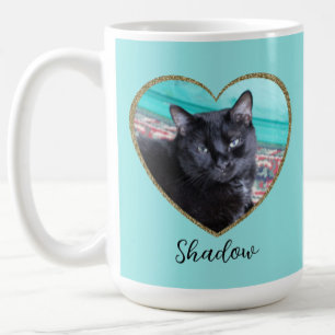 Photo Template Glitter Heart With Pet Custom Name Coffee Mug