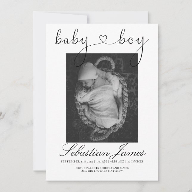Photo Template Heart Typography New Baby Boy (Front)