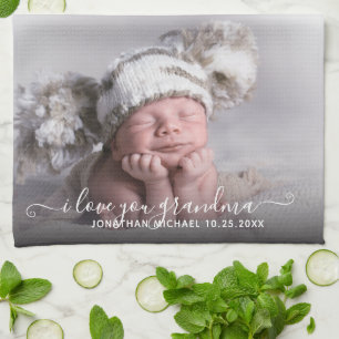 Photo Template I Love You Grandma Kitchen Towel