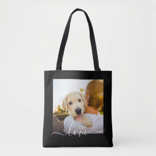 Photo Template Love Text Black Carry Tote Bag