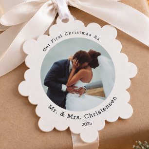 Photo Template Our First Christmas Married Merry Tree Decoration Card