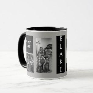 Photo Template Personalised Black Grey Men's Mug
