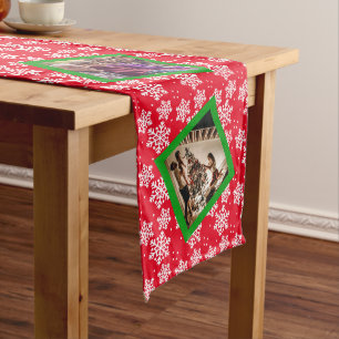 Photo template red christmas medium table runner