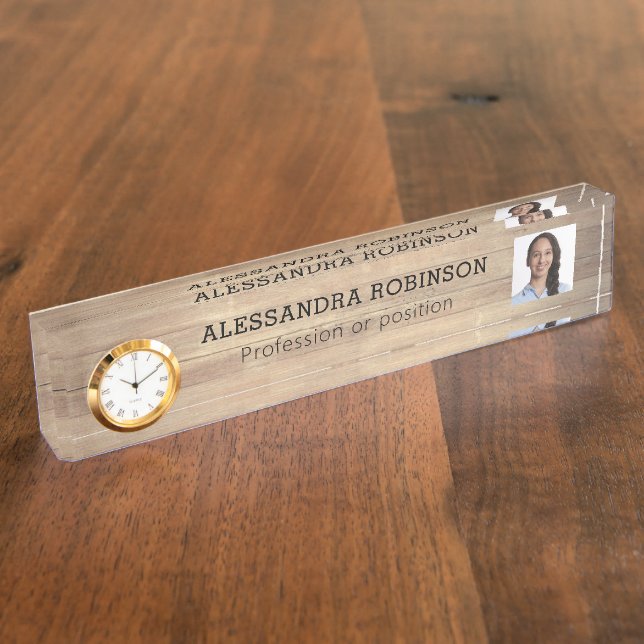 Photo Template Rustic Wood Nameplate (Side)