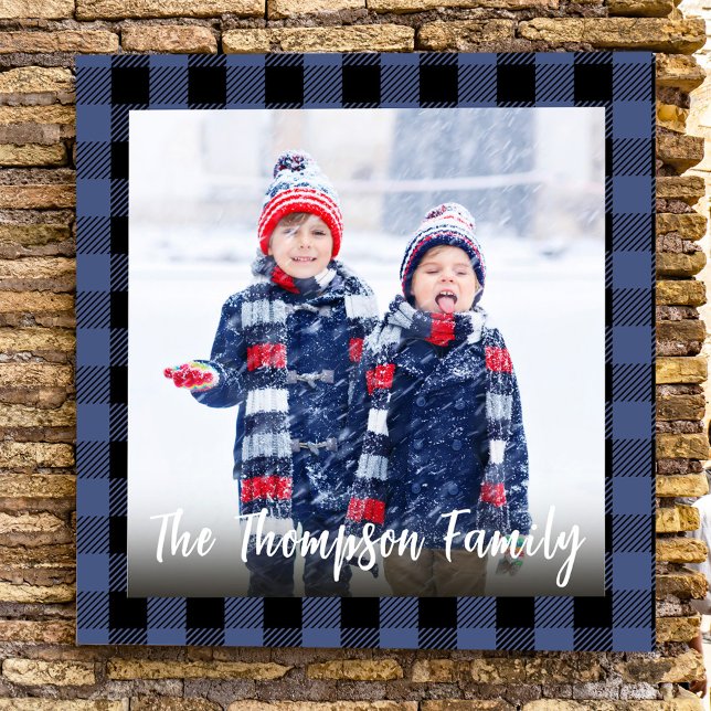 Photo Template Simple Buffalo Check  (Simple square photo buffalo check with navy blue and black)