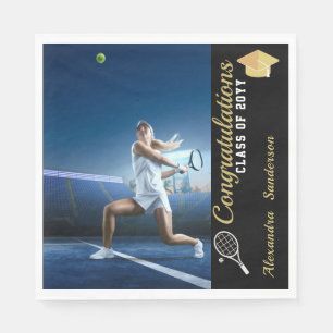Photo Tennis player Blue Gold White graduation  Napkin