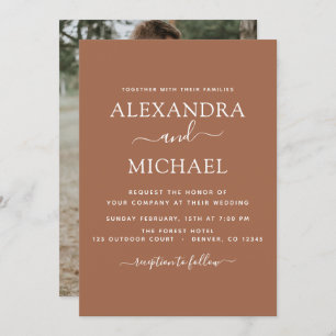 Photo Terra Cotta Boho Wedding Simple Invitation