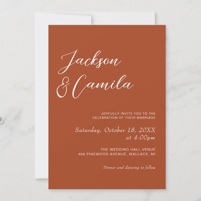 Photo Terracotta Fall Wedding Invitation (Front)