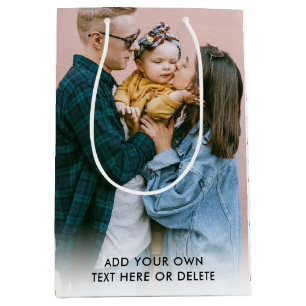 Photo Text Christmas Medium Gift Bag
