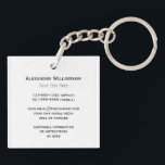 Photo Text Double Sided Business Card Square Key Ring<br><div class="desc">Customisable business cards in the form of a keychain! Replace the placeholder photo with your own photo or your square logo. Personalise the text with your own name,  title,  and contact information. Minimalist modern design for companies and small businesses.</div>