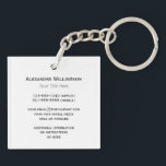 Photo Text Double Sided Business Card Square Key Ring<br><div class="desc">Customisable business cards in the form of a keychain! Replace the placeholder photo with your own photo or your square logo. Personalise the text with your own name,  title,  and contact information. Minimalist modern design for companies and small businesses.</div>