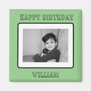 photo text template personal green magnet