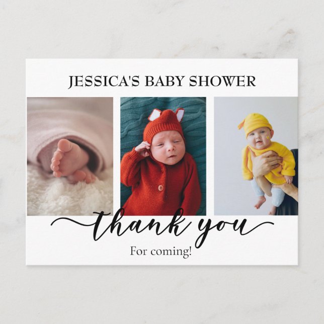 Photo Thank you Baby Shower Minimalistic  Postcard (Front)