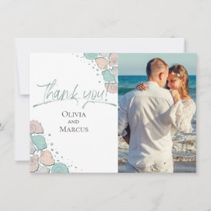 Photo Thank You     Beach Seashells Coral Teal