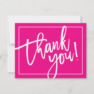 PHOTO THANK YOU bold modern brush lettering pink