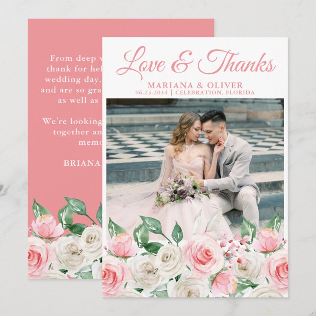 Photo Thank You Card Floral (Front/Back)