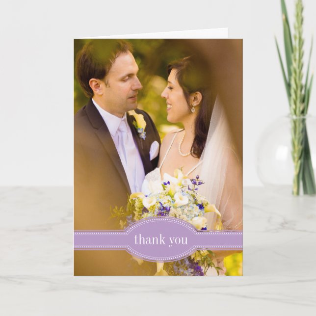 Photo Thank You Card for Wedding, Lavender (Front)