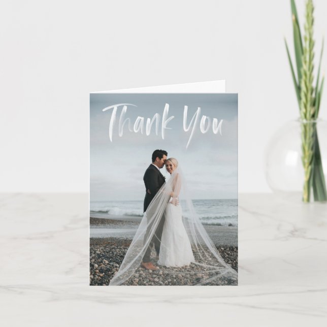 Photo Thank You Card with Watercolor Lettering (Front)