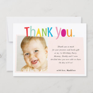 PHOTO THANK YOU colourful modern typography Card