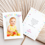 PHOTO THANK YOU cute colourful rainbow writing<br><div class="desc">by kat massard >>> WWW.SIMPLYSWEETPAPERIE.COM <<< Send and extra special THANK YOU message with style and pizzazz for your guests! Personalised with your details & photos my modern THANK YOU NOTES are sure to stand out by featuring your favourite photo from your wedding to make a special memento that will...</div>