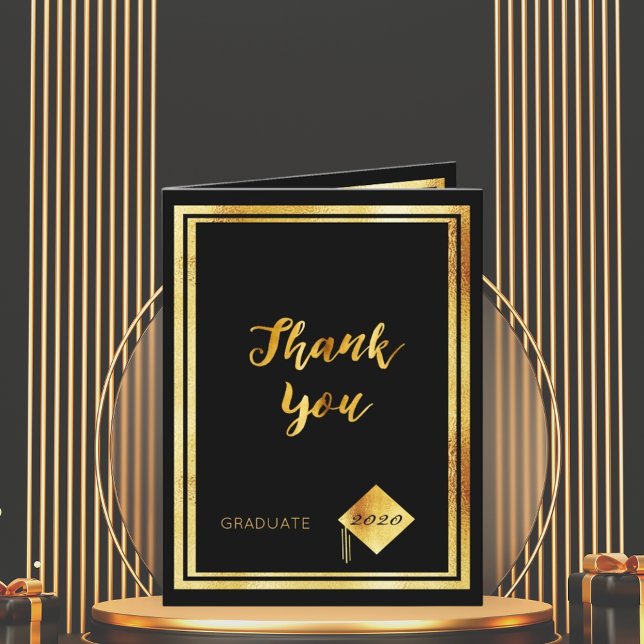 Photo Thank you graduate black gold 2025 Card (Creator Uploaded)