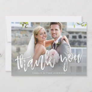 PHOTO THANK YOU hand lettered modern grey ombre Card
