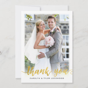 PHOTO THANK YOU hand lettered script gold foil Card