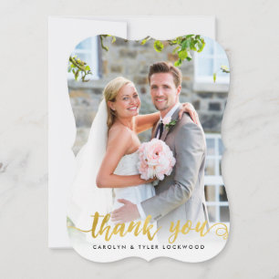 PHOTO THANK YOU handdrawn script gold foil overlay