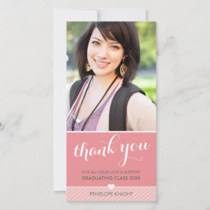 PHOTO THANK YOU lovely type graduate coral Card
