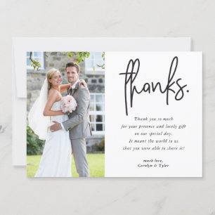 PHOTO THANK YOU modern black casual handwriting Card