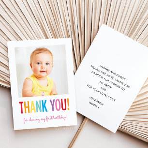 PHOTO THANK YOU modern bold bright colourful type Card