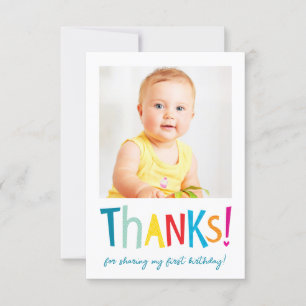 PHOTO THANK YOU modern fun colourful typography Card