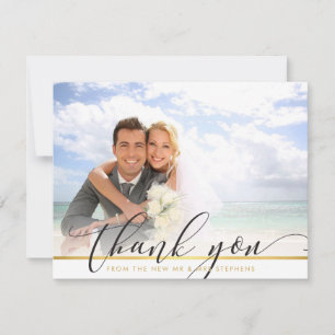 PHOTO THANK YOU modern luxe callligraphy script Card