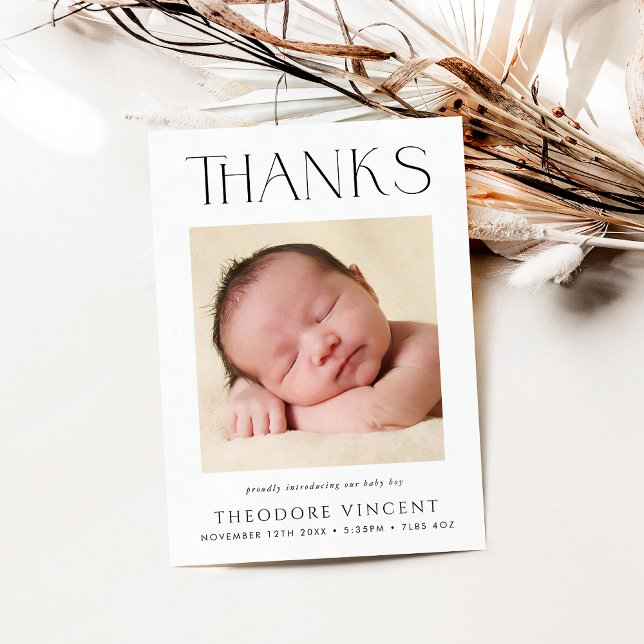 PHOTO THANK YOU modern serif font new baby Card (Creator Uploaded)