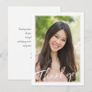 PHOTO THANK YOU modern transparent lettering layer Card