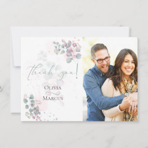 Photo Thank You Modern Watercolor Eucalyptus Card