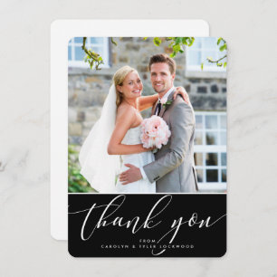 PHOTO THANK YOU pretty calligraphy black white