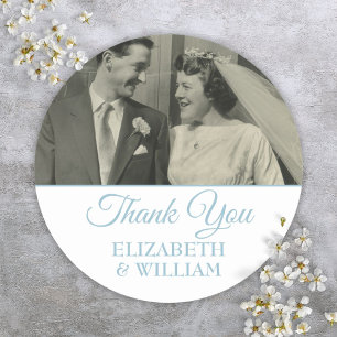 Photo Thank You Script Wedding Anniversary Classic Round Sticker