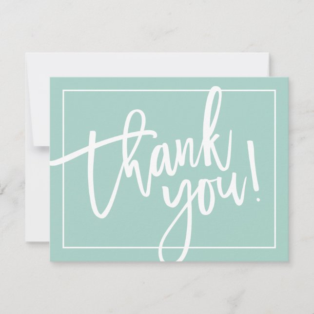 PHOTO THANK YOU simple modern brush lettering mint (Front)