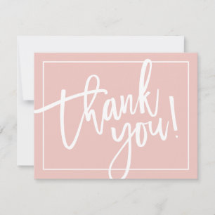 PHOTO THANK YOU simple modern brush lettering pink