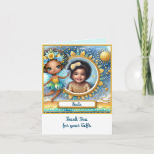 PHOTO Thank You Teal Gold Black Fairy Princess Card
