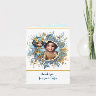 PHOTO Thank You Teal Gold Black Fairy Princess Card