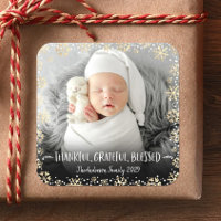 Photo Thankful Grateful Blessed Gold Snowflake