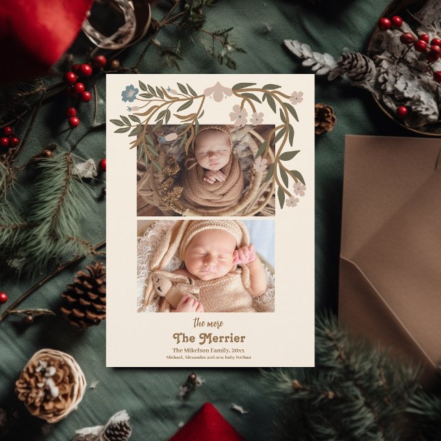 Photo The More The Merrier Birth  Holiday Card (Creator Uploaded)