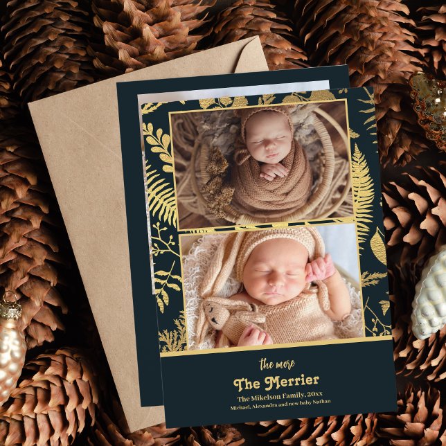 Photo The More The Merrier Birth  Holiday Card (Creator Uploaded)